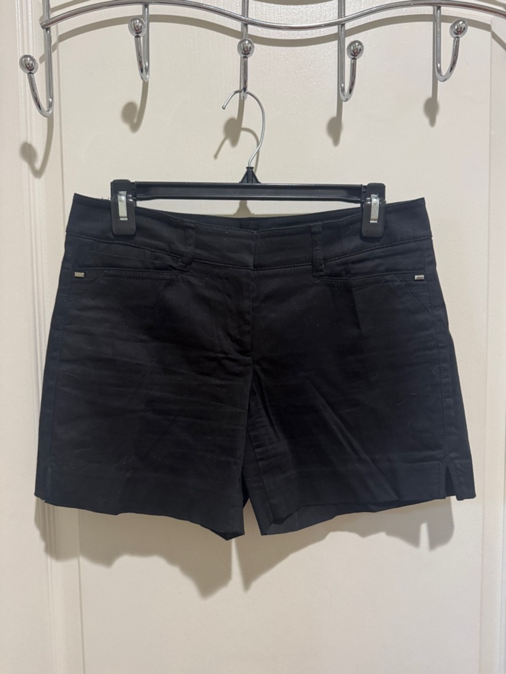 WHBM Black Stretch Cotton Shorts Mid Rise Sz 2 EUC $68 - Picture 9 of 12